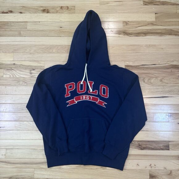 Ralph Lauren Polo Navy Blue 1967 Pullover Hoodie - Men's Large 808 - Picture 1 of 3
